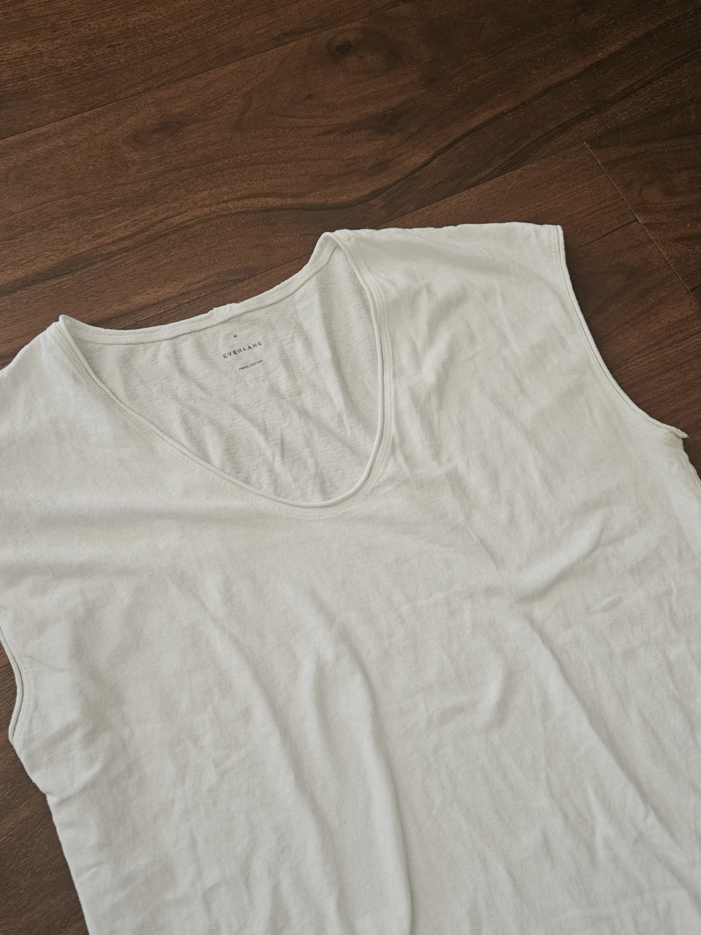 Everlane White Cotton V-Neck Cap Sleeve Tee Tank Top Women's Size Medium - Picture 5 of 7